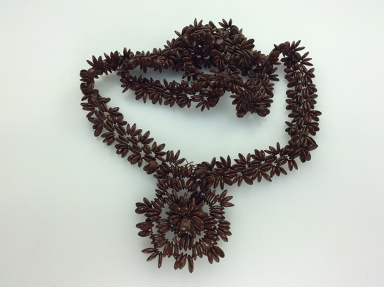 Vintage 26" Necklace With Brown Seed Beads Used