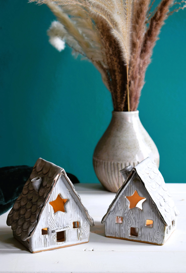 Handmade House Lantern, Candle New Home Gift, Tealight Holder, Scandi Lodge Home