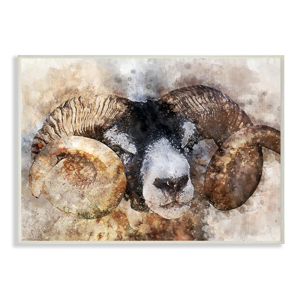 Stupell Industries Stupell Industries Big Horned Ram Abstract Dreamlike Portrait Oversized Wall Plaque Art by Ziwei Li, 13 x 1.5 x 19 in Brown