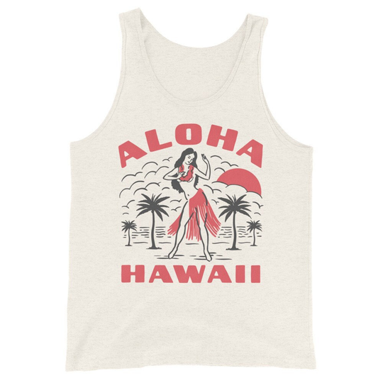 Aloha Hawaii Hula Dancer Beach Tri Blend Unisex Tank Top