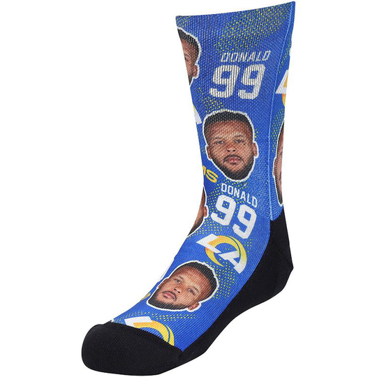 Youth Rock Em Socks Aaron Donald Los Angeles Rams Football Guy Crew Socks, Kids Unisex, Multicolor