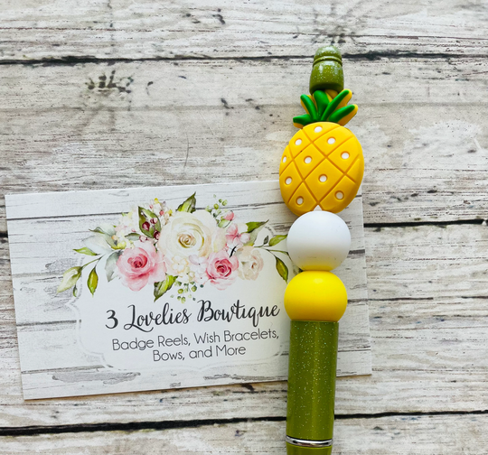 Cute Pineapple Pen, Silicone Beaded Pens, Teacher Gift, Nurse Gift For Her, Pen