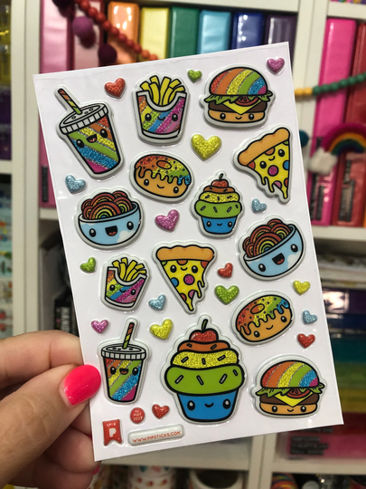 Puffy Kawaii Rainbow Junk Food Stickers