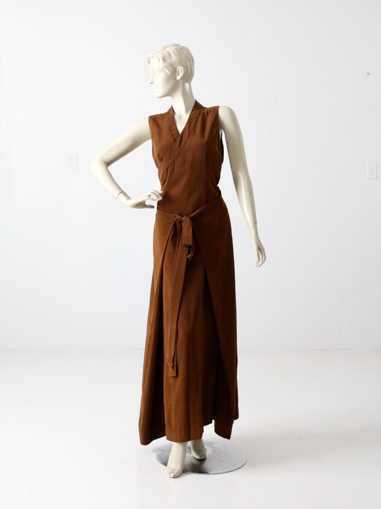 1970S Wrap Dress, Silk Blend Maxi Dress