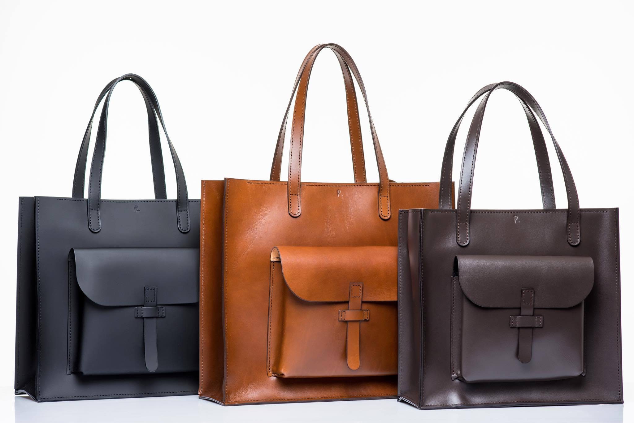 Leather Tote Bag - Brown Work For Women Custom
