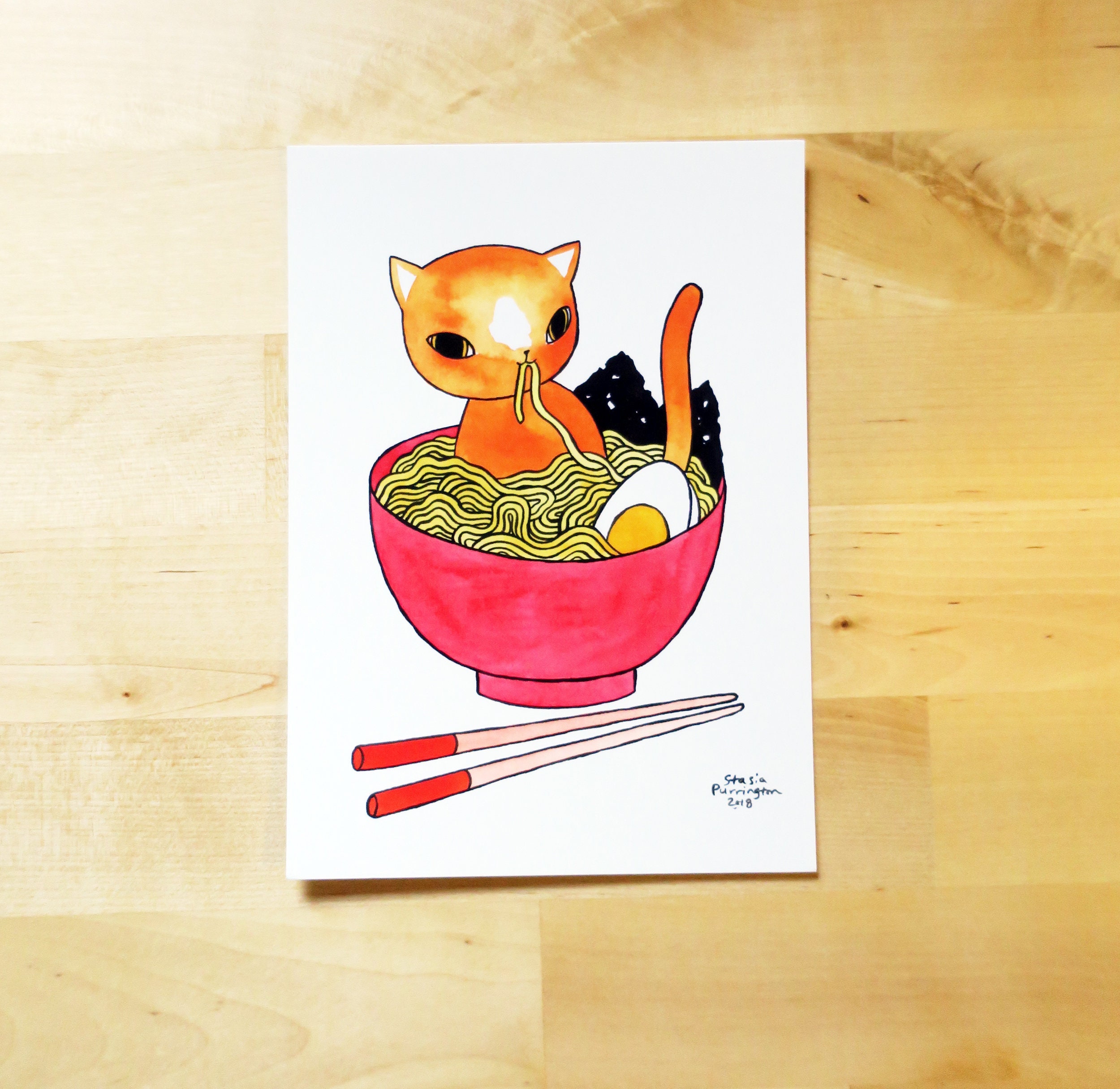 Postcard - Ramen Cat Mini Print 5x7