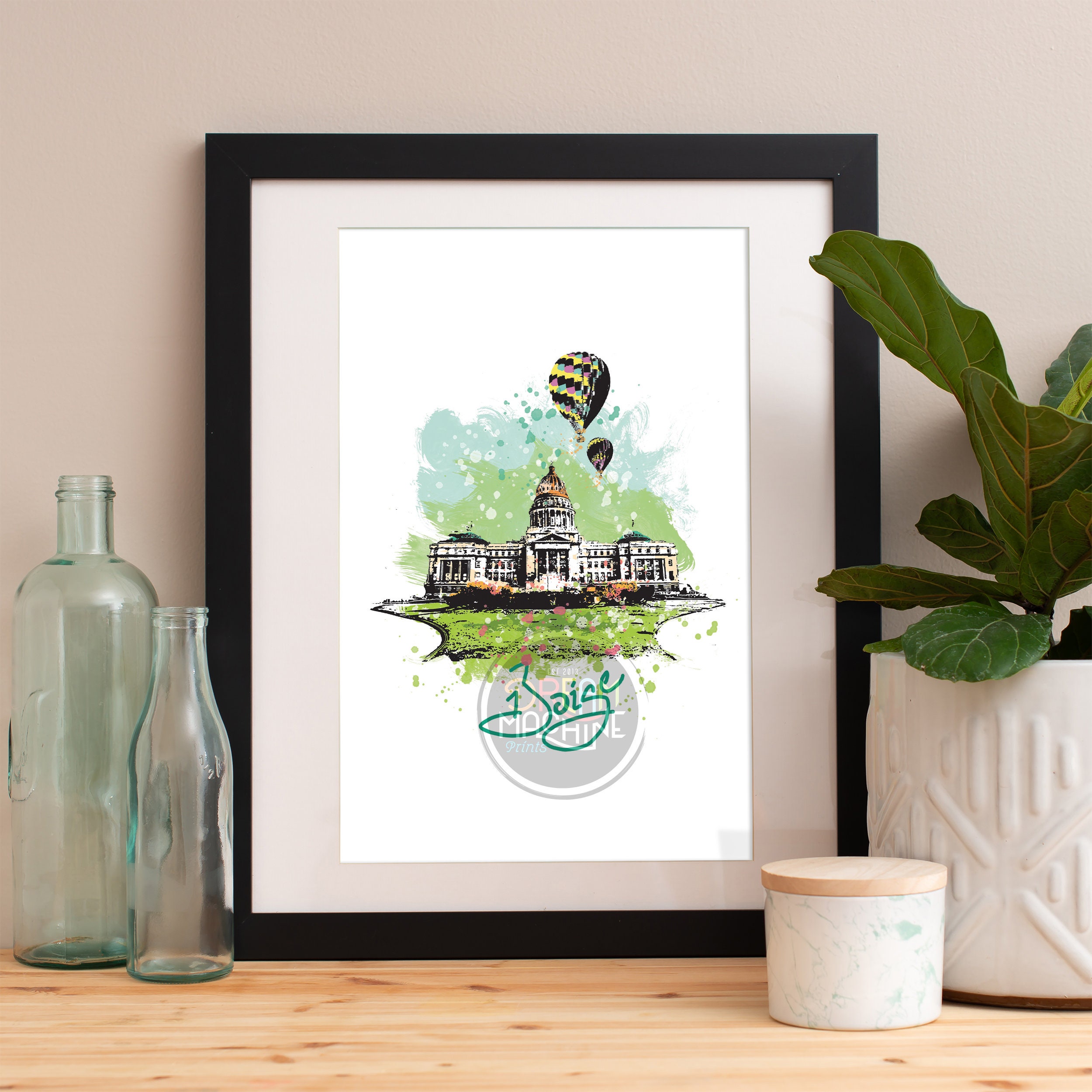Boise Print, Skyline, Art, Poster, Watercolor, Art Map, Wall Idaho