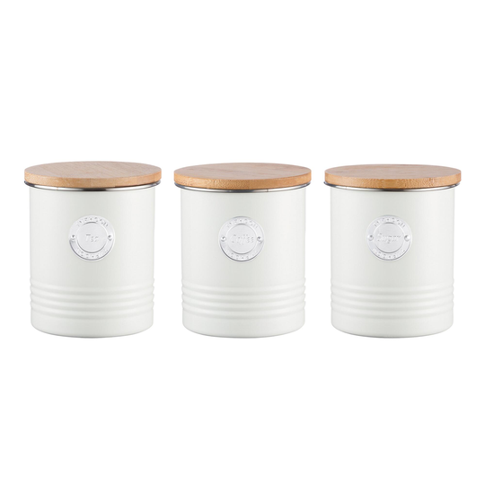 Typhoon Living Coffee, Tea And Sugar Canisters 3 Piece Set: Gray by World Market