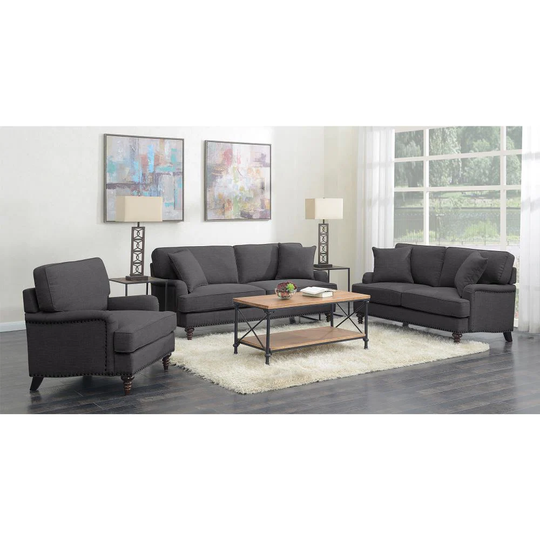 Picket House Furnishings Cassandra Modern Polyester/Polyester Blend Charcoal Living Room Set in Gray | UBB0903PC