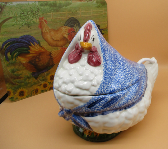 Tureen Chicken, Ladle, California Potttery, Large