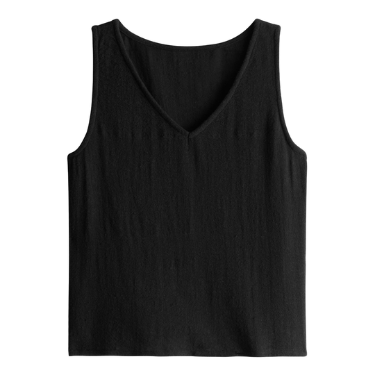 Black Textured Cropped Khadi Lounge Tank Top by World Market