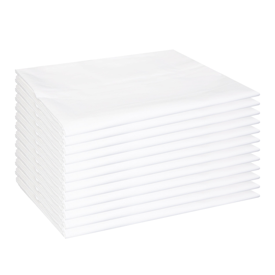 Lulworth Soft White Pillowcases (Pack of 12), 180 Thread Count, Standard Size, Cotton Poly Blend