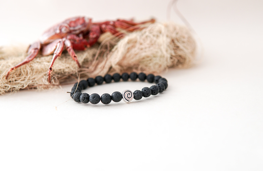 Canarian 8mm Lava Bracelet, Canary Islands Pulsera Volcán, Volcanic Unisex Round