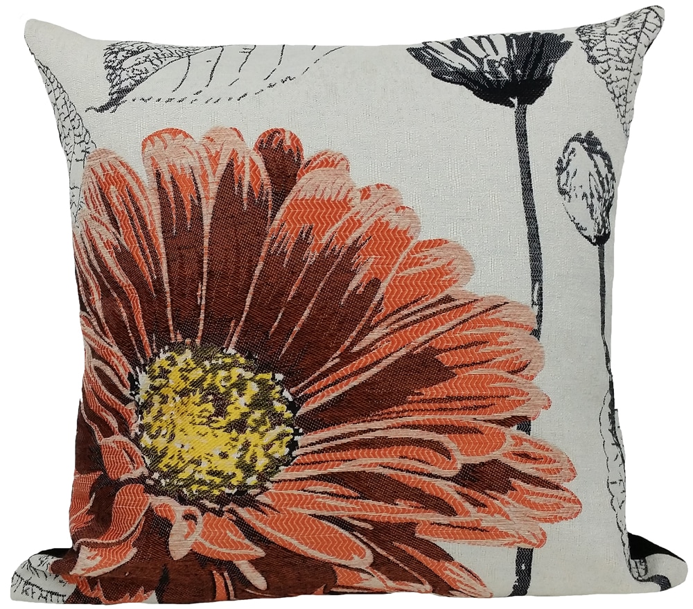 MANOR LUXE Flower18-in x 18-in Coral Cotton Blend Indoor Decorative Pillow Polyester | ML14938CORALFEATHER