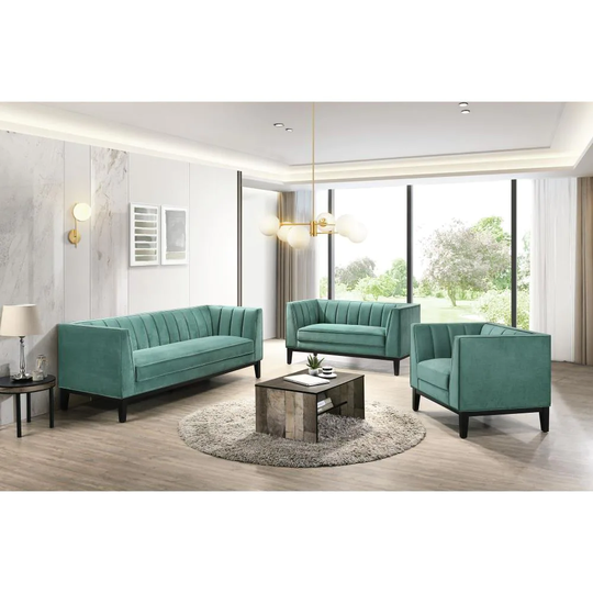 Picket House Furnishings Calabasas Modern Polyester/Polyester Blend Marine Green Living Room Set | UCI36803PC