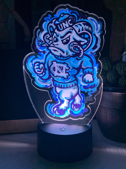 Led Light Unc University Of North Carolina Ram 8x6 By Artist Justin Patten Great Gift Best Remote Control Jordan