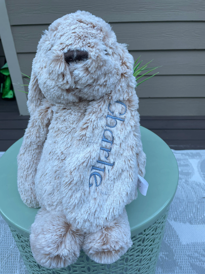 Personalized Bunny Baby Gift | Stuffed Custom Ear Sweet Nibble Easter Basket Baby Boy Girl Stuffie