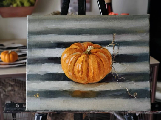 Pumpkin Painting, Season, Original Oil Painting Pumpkin, Halloween Gift, Gift, Art