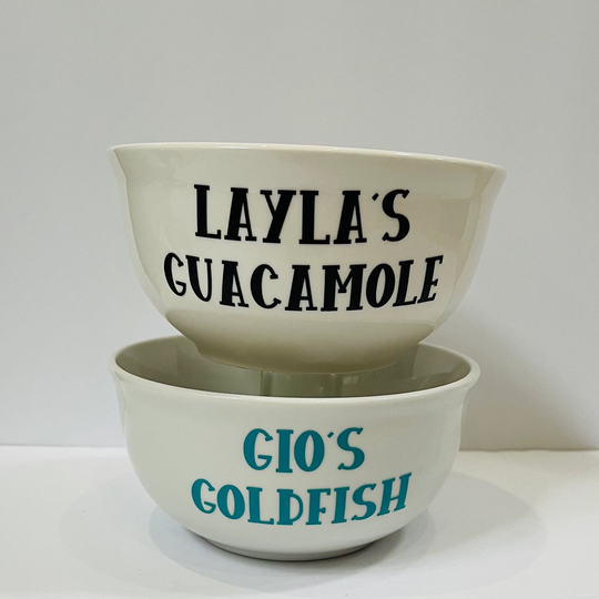 Personalized Ceramic Bowl, Custom Ice Cream Popcorn Noodle Snack Ramen Guacamole Bowl