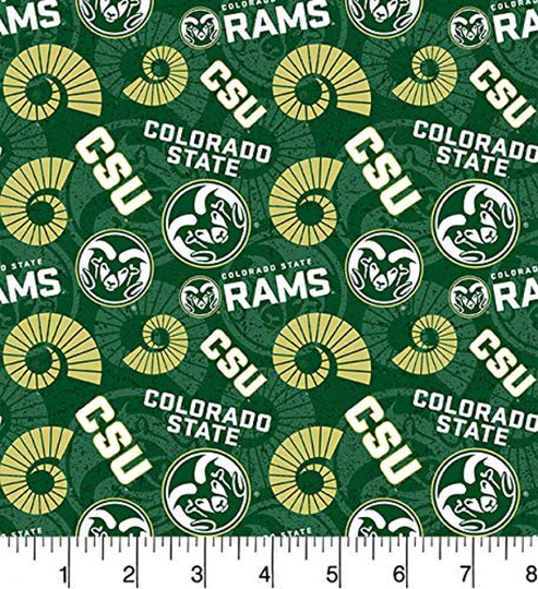 Colorado State Rams Ncaa Tone On Design 43 Inches Wide 100% Cotton Fabric Csu-1178