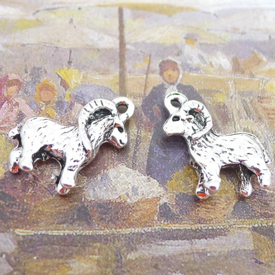 10 Or 25Pcs, Antique Silver Tone Ram, Goat Charm Pendant, Animal, Farm Diy Jewelry Supply, 14x23mm, Jhs912-3430