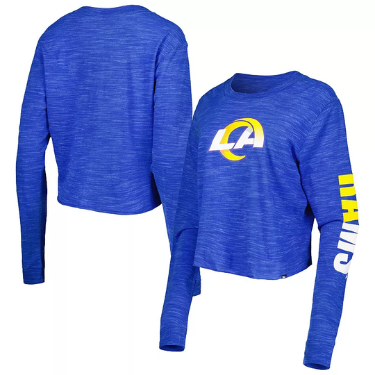 Women's New Era Royal Los Angeles Rams Crop Long Sleeve T-Shirt, Size: XL, Blue