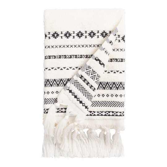 Ivory And Black Geo Stripe Zohra Hand Towel by World Market