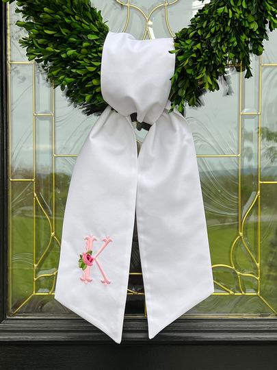 Scalloped Monogram Wreath Sash, Front Door Decor, Buffalo Check