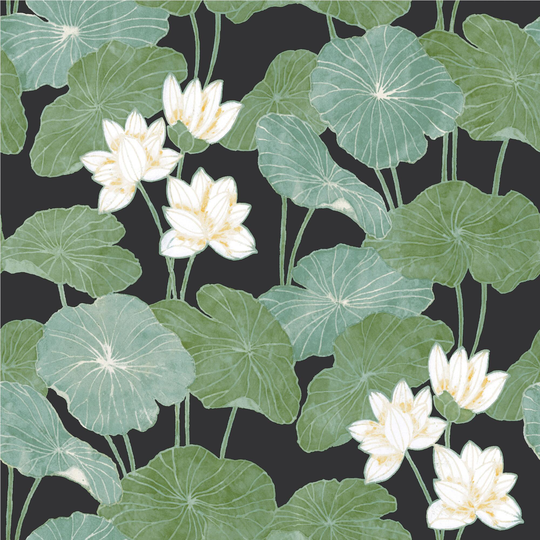 Green and Black Lily Pad Peel And Stick Wallpaper: Multi by World Market
