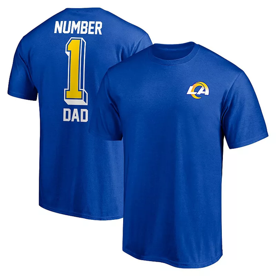 Men's Fanatics Branded Royal Los Angeles Rams #1 Dad T-Shirt, Size: Medium, LAR Blue