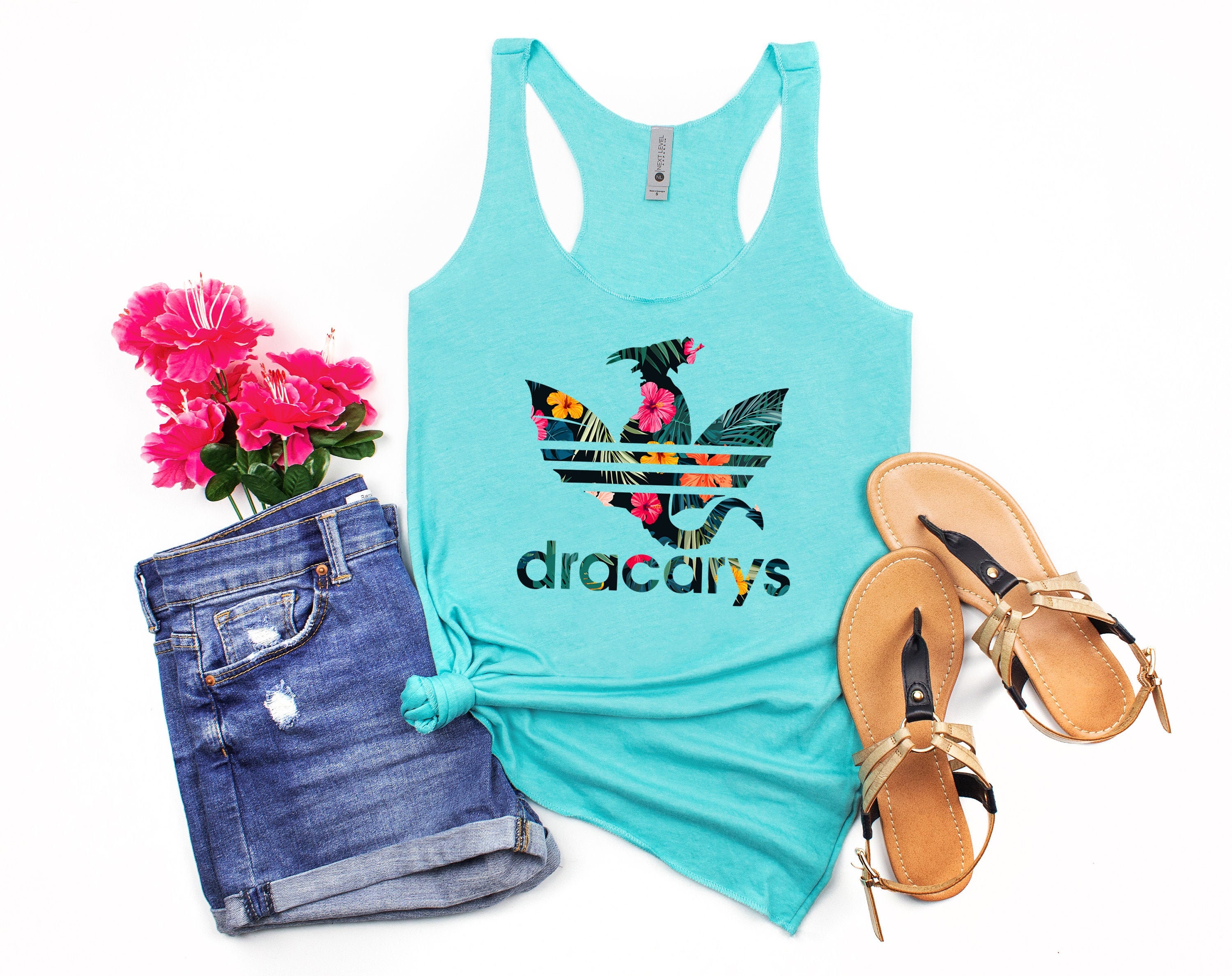 Dracarys Dragon Floral Tri-Blend Tank- Mother Of Dragons Shirt - Khaleesi Mom For Women Got Fans Gift Tee Daenerys Targaryen
