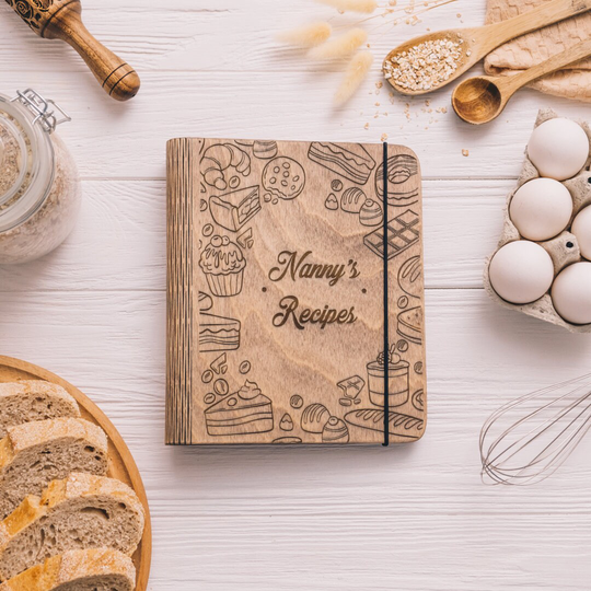 Personalized Wooden Recipe Book, Binder, Cook Book A5 Gift For Mother, Mom Birthday Gift, Custom Journal