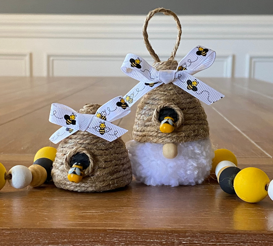 Handmade Mini Beehive Bee Skep & Gnome | Fake Bake Rae Dunn Tiered Trays