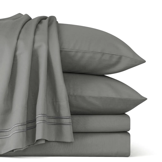 Subrtex Tencel Full 300-Thread Count Cotton Blend Light Grey Bed Sheet in Gray | SBTQS4F-LG