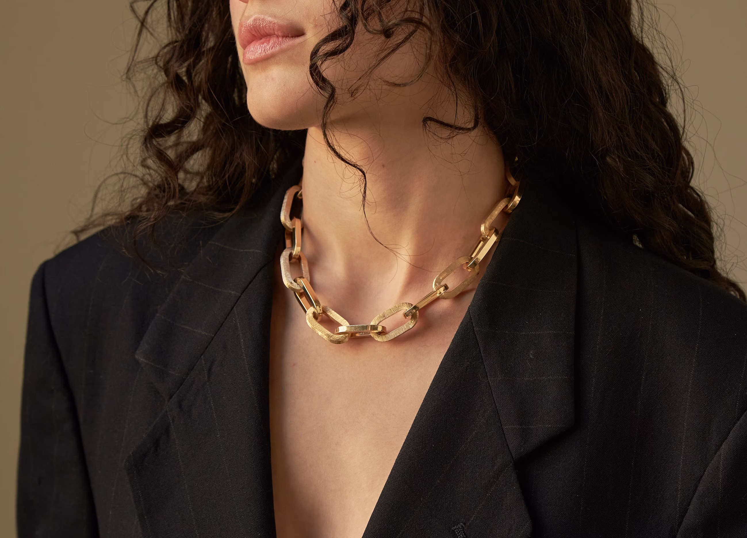 Lionheart™ Signature Original "Joy Link" 14K Italian Gold Mega Links Polished Satin Yellow Gold Chunk Wide Link Statement Chain
