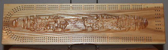 Outdoor Deer Scene Made From White Ash