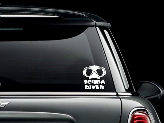 Scuba Diver Mask Custom Car Truck Van Window Or Bumper Sticker Vinyl Decal