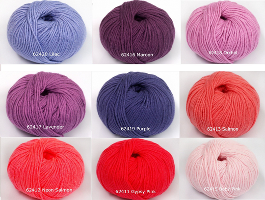 8Pk Cotton Blend Yarn, Fine Sport Weight Amigurumi Animals, Dolls, Pink, Purple
