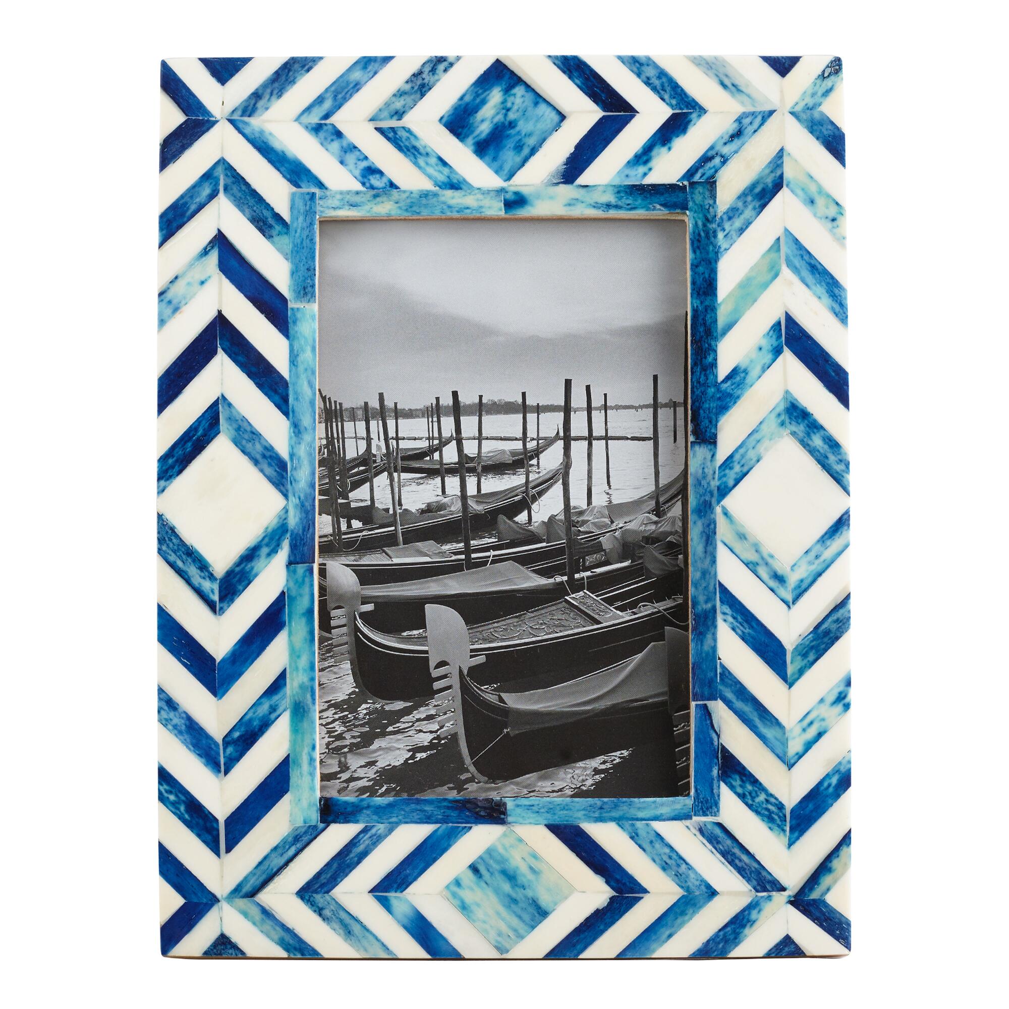 Blue and Natural Bone Chevron London Frame by World Market