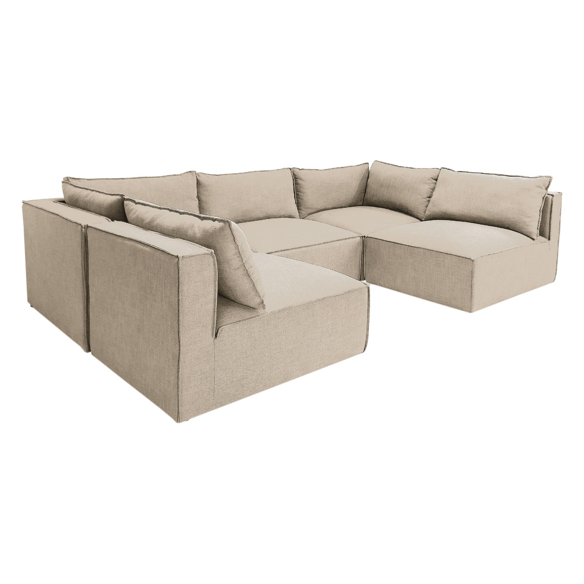 Oatmeal Tyson 5 Piece U Modular Sectional Sofa by World Market