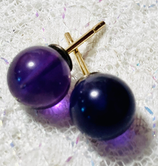 14K Amethyst Earrings. Gold Filled Natural Gift For Her