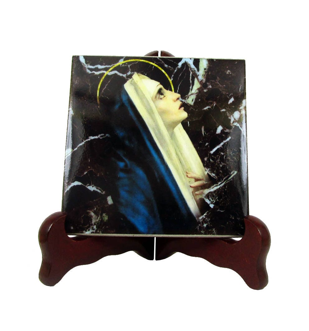 Christian Gifts - Virgin Mary Catholic Icon On Tile Religious Gift Idea Art Icon Of Sorrows Icons