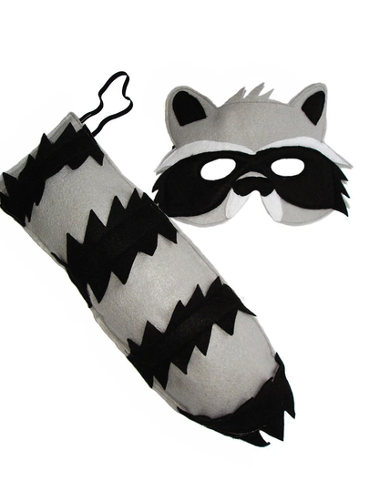 Children's Woodland Animal Raccoon Felt Mask & Tail Set