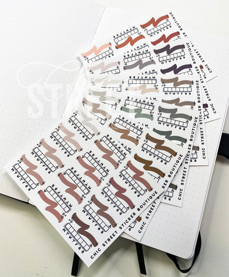 Pen Swoosh Habit Trackers | Neutral Planner Stickers