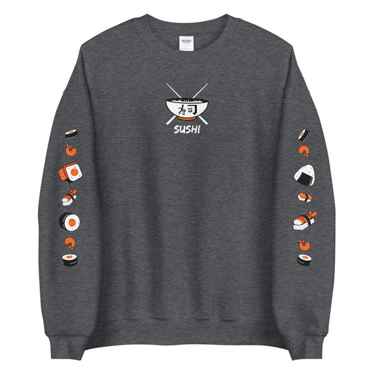 Sushi Unisex Sweatshirt, Foodie, Anime Japanese Aesthetic, Aesthetic Clothing, Noods, Fish, Ramen, Noodles, Gift