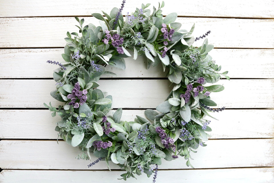 Lavender & Greenery Wreath, Farmhouse Year Round Decor, Front Door Spring Wreath