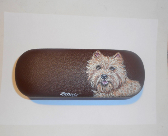 Cairn Terrier Dog Eyeglass Glasses Hard Case Hand Painted