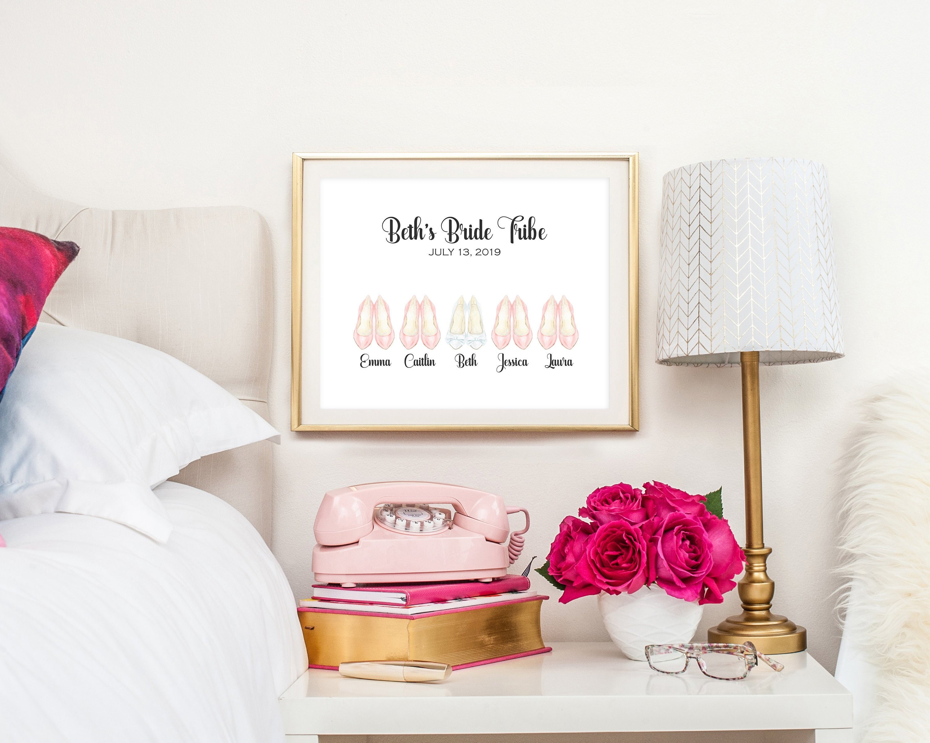 Personalized Bridesmaid Print, Bridesmaids Shoes Wall Art
