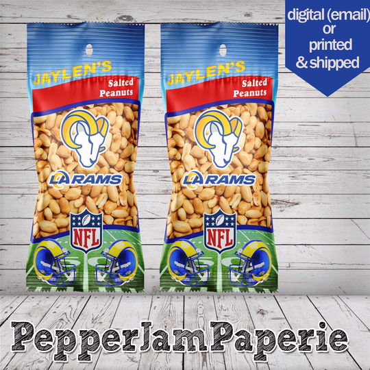 Los Angeles Rams, Custom Peanuts Labels, Party Favors, Football, Super Bowl, Sports