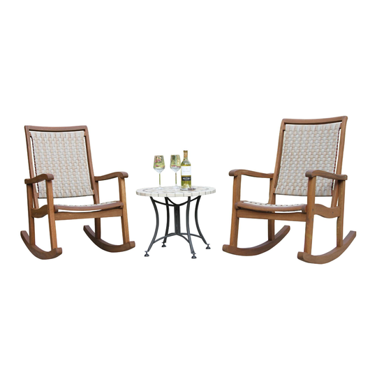 Wicker and Marble Shiloh 3 Piece Outdoor Patio Rocking Chair Set: Gray/Natural - Resin by World Market